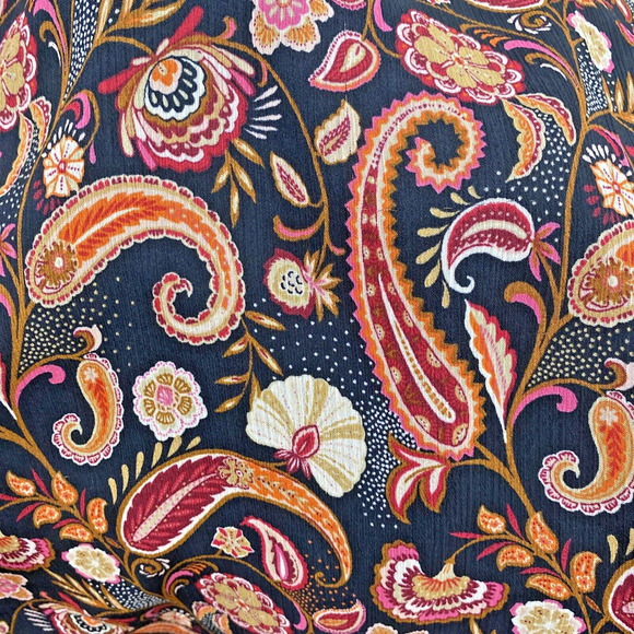 Loft Boho Peasant Style Blouse Size XL Sheer Multicolor Mod Paisley Casual Top - Picture 12 of 13
